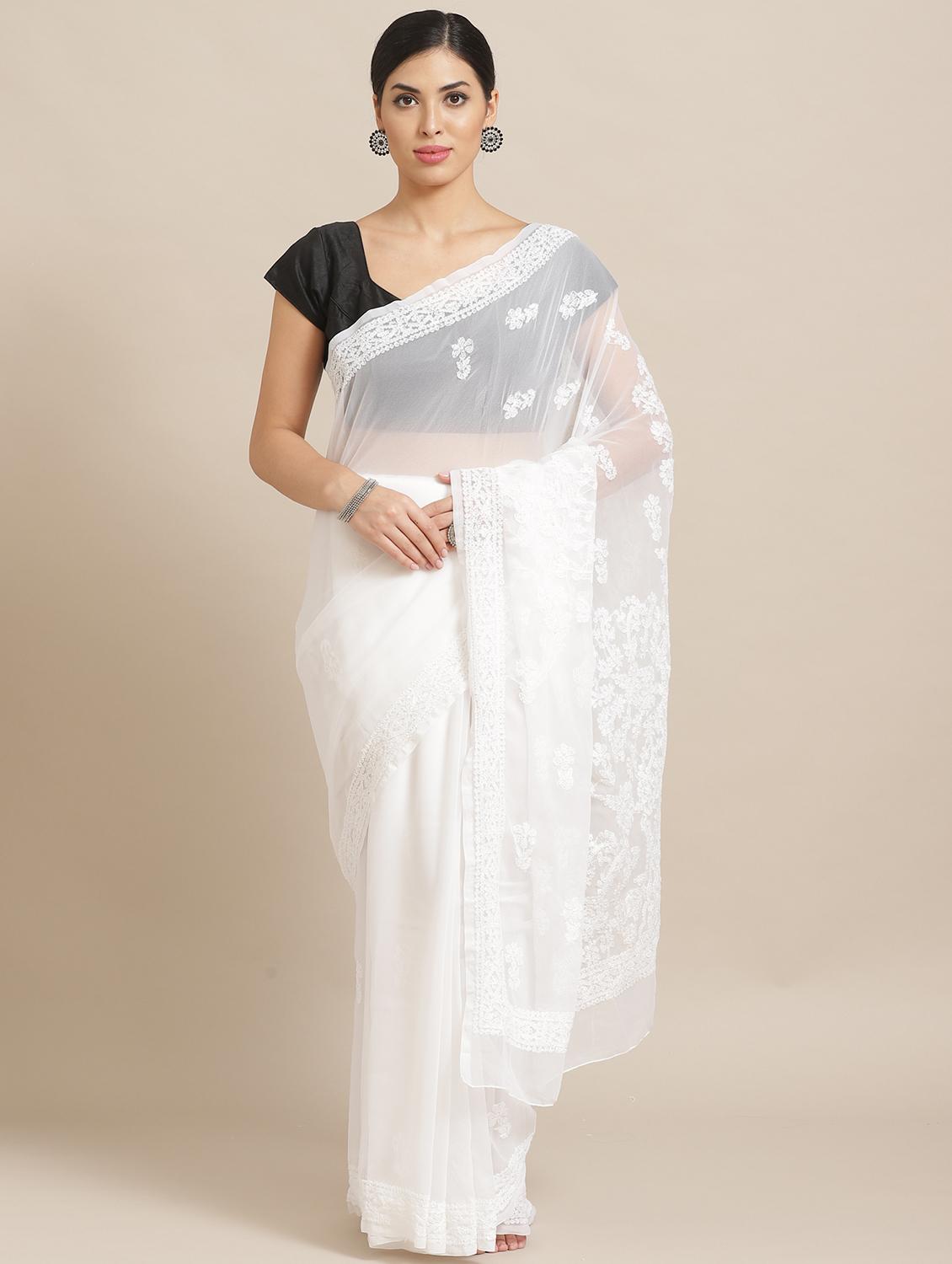 women's embroidered saree with blouse - 17248623 - Zoom Image - 0