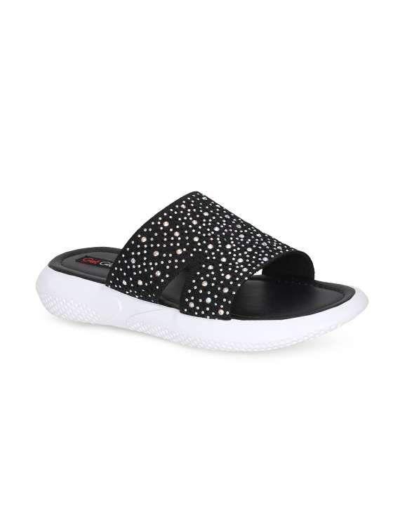 black mesh flat forms sandals