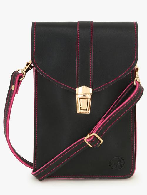 black leatherette (pu) sling bag - 17255861 - Standard Image - 0