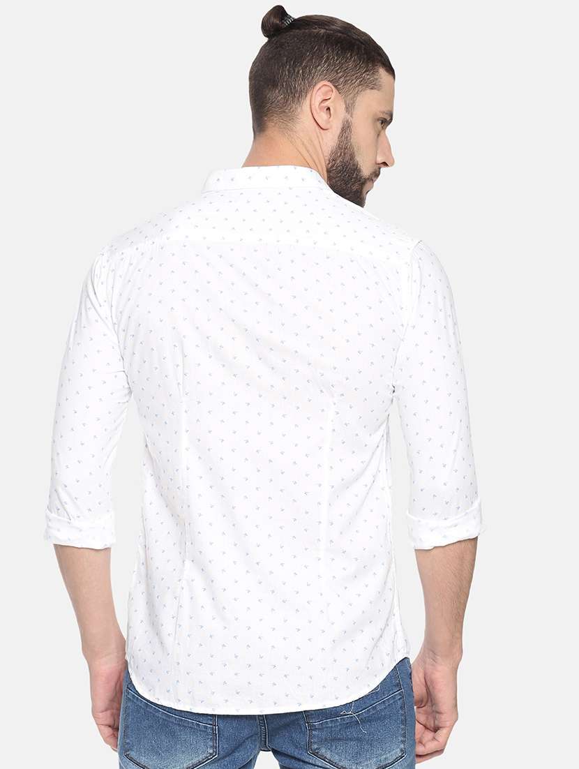 mens micro print casual shirt - 17258372 - Standard Image - 2