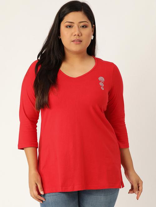 women's straight v neck top - 17260299 - Standard Image - 0