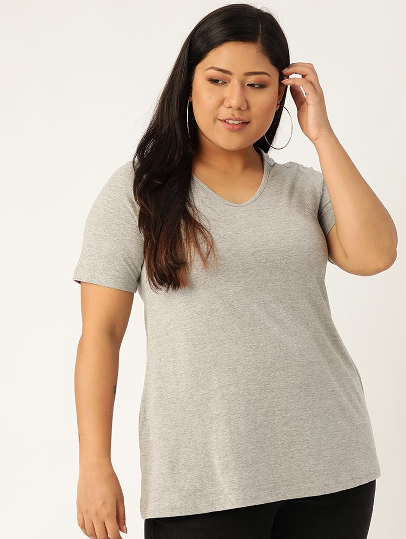 women's plain v neck t-shirt - 17260546 - Zoom Image - 0