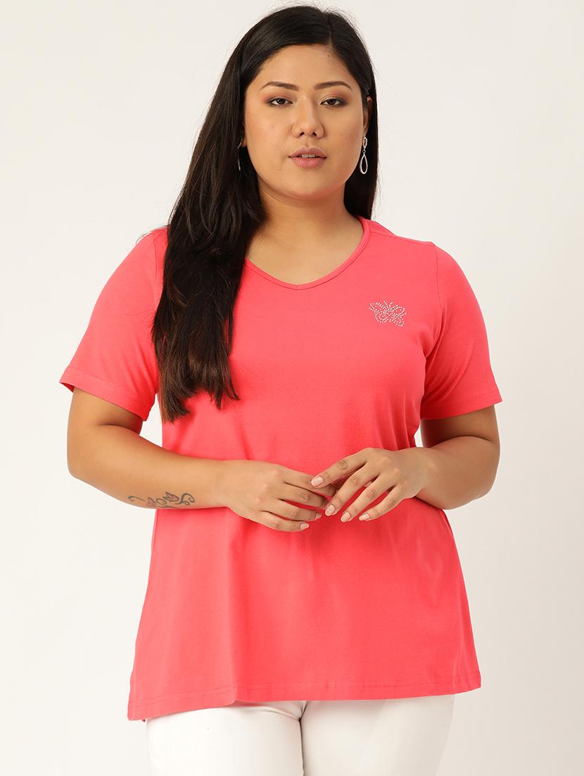 women's plain v neck t-shirt - 17260551 - Zoom Image - 0