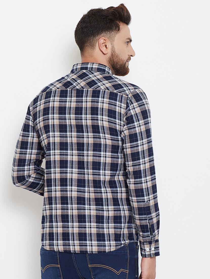 navy blue checkered casual shirt - 17263498 - Standard Image - 2
