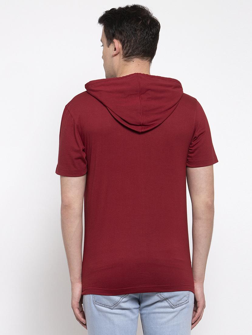 maroon chest print t-shirt - 17263750 - Standard Image - 2