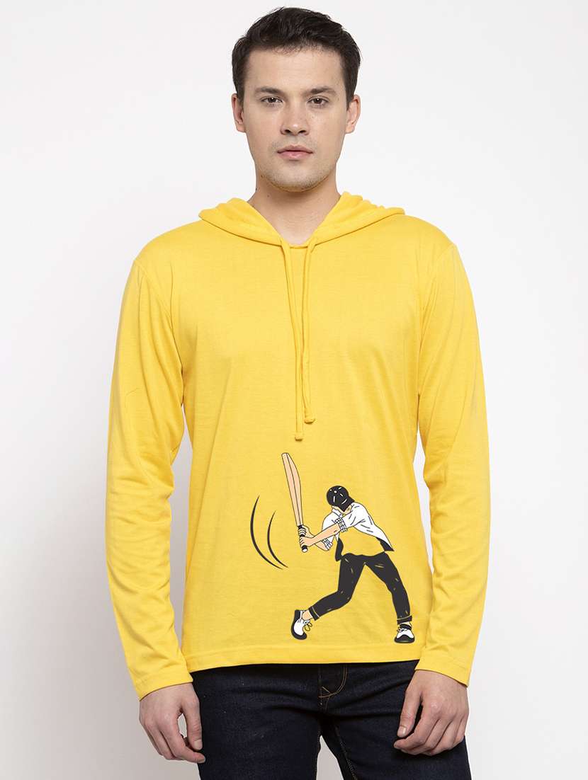 yellow front print t-shirt