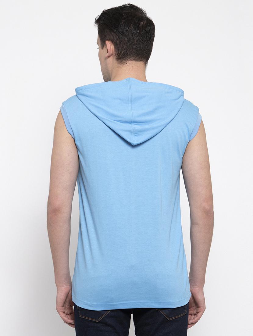 light blue chest print t-shirt - 17263884 - Standard Image - 2