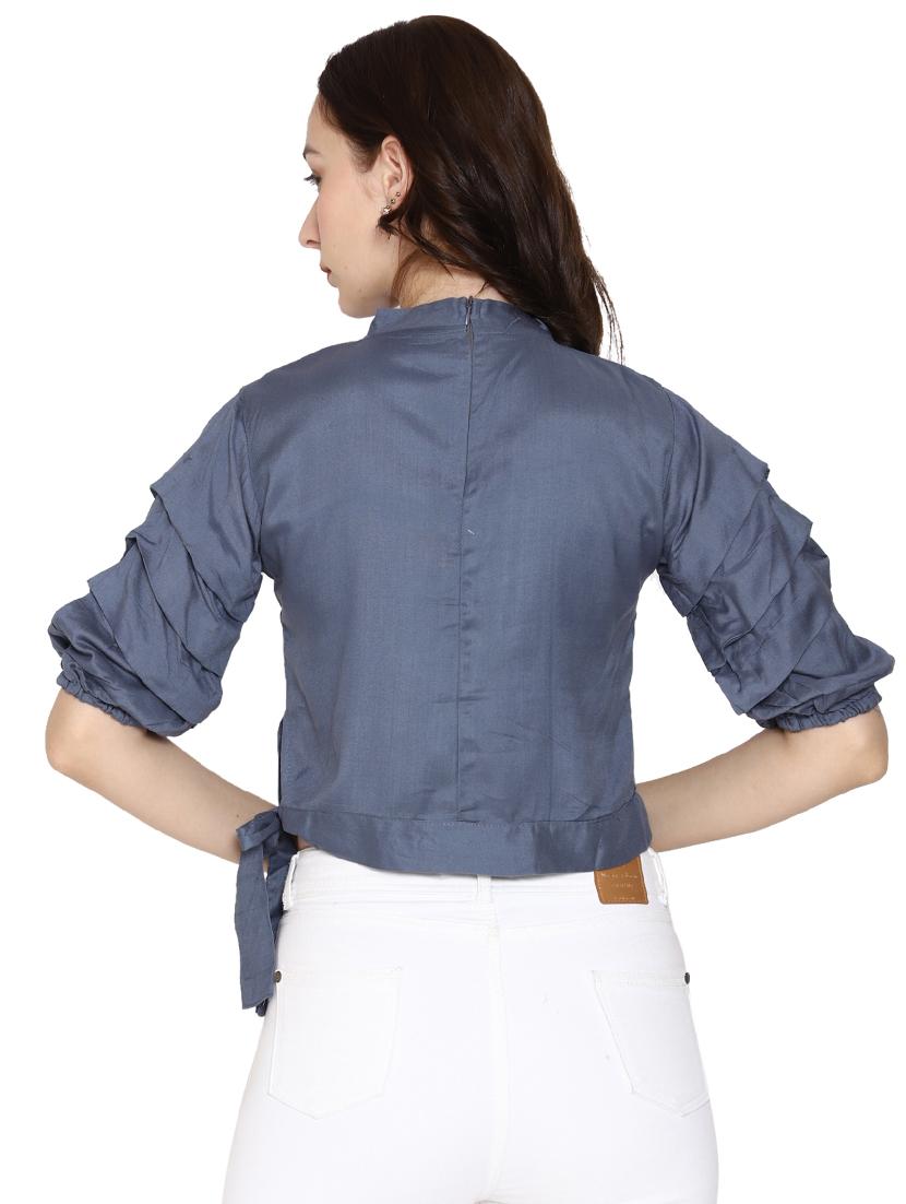 layered sleeves crop top - 17263955 - Standard Image - 2