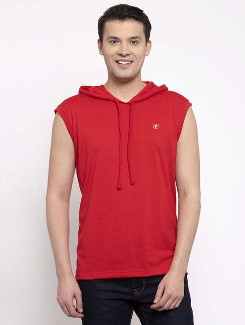 red solid hooded t-shirt - 17263993 -  Standard Image - 0