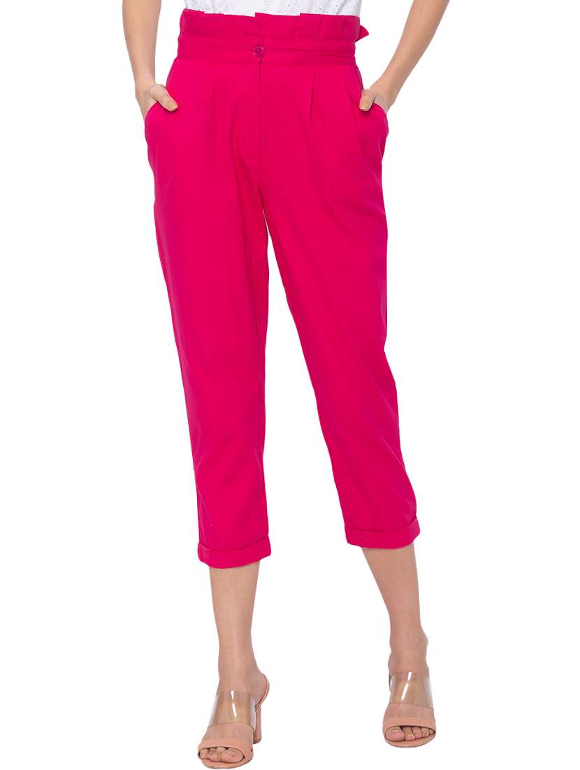pleated waist cropped trouser 