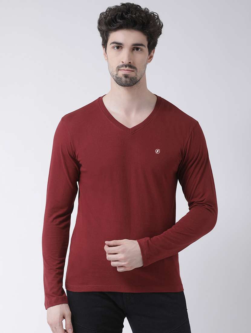 maroon solid t-shirt - 17264535 - Zoom Image - 0