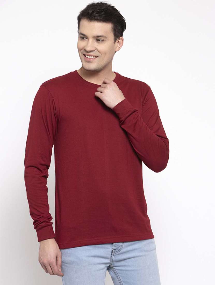 maroon solid t-shirt - 17264583 - Zoom Image - 0
