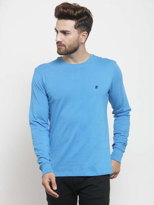 blue solid regular t-shirt - 17264585 - Standard Image - 0