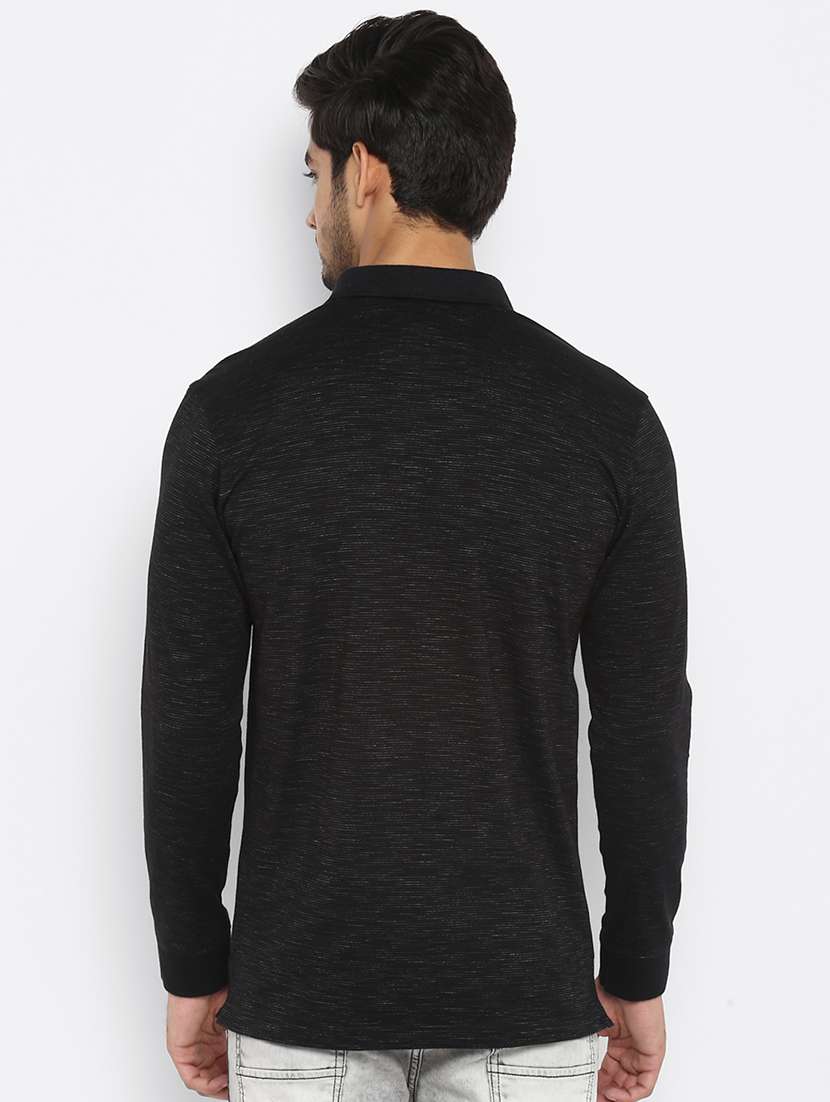 black melange collared t-shirt - 17264693 - Standard Image - 2
