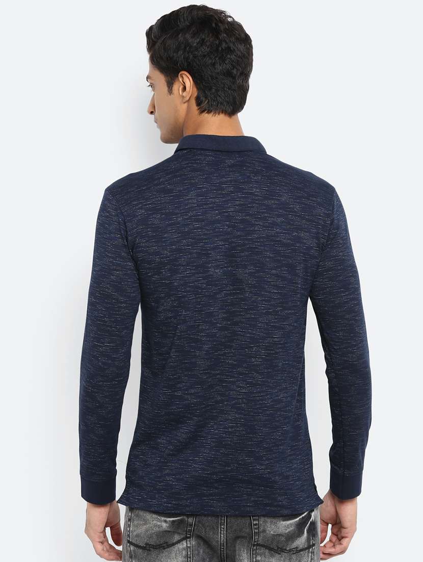 navy blue melange collared t-shirt - 17264694 - Standard Image - 2