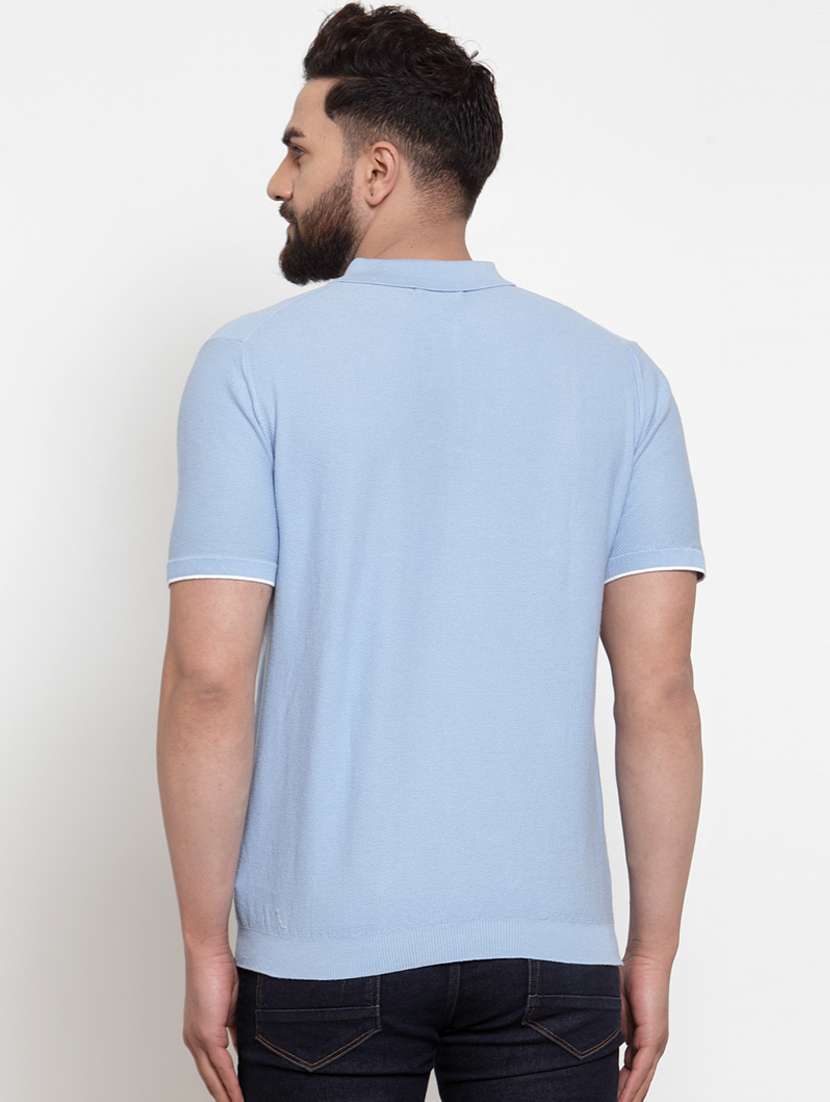 blue solid polo t-shirt - 17265499 - Standard Image - 2