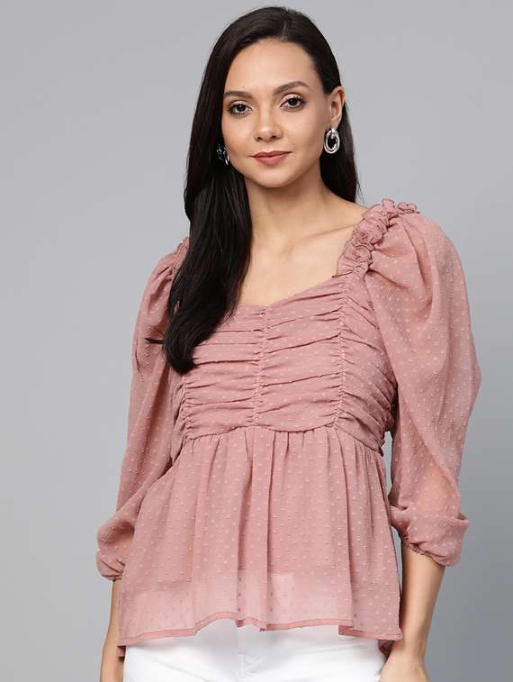 women's peplum sweetheart neck top
