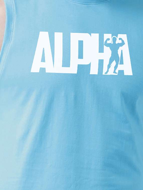 Light Blue Chest Print T Shirt