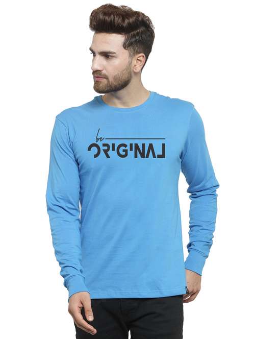 blue chest print t-shirt - 17267511 - Standard Image - 0