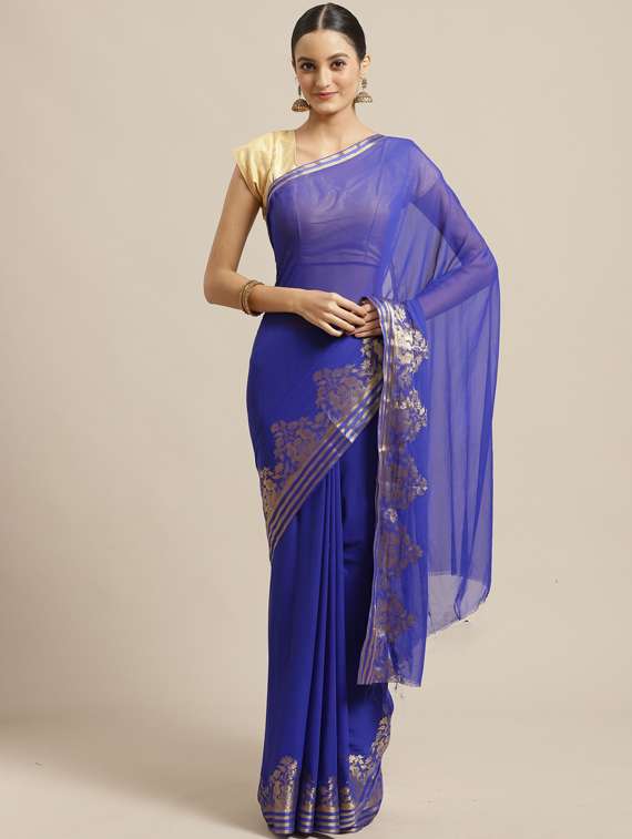 solid woven saree with blouse