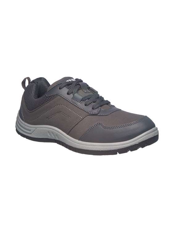 men grey lace-up sport shoes 