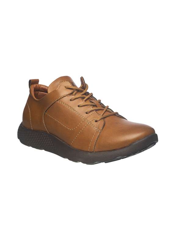 brown synthetic lace up boots