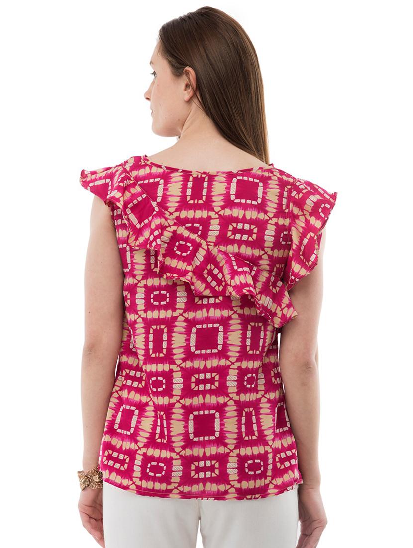 ruffle detail printed top - 17272367 - Standard Image - 2