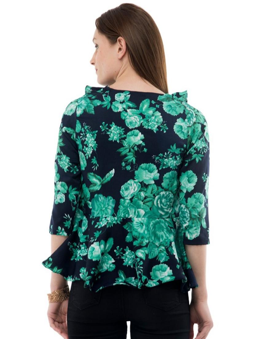 ruffle detail floral peplum top - 17272386 - Standard Image - 2