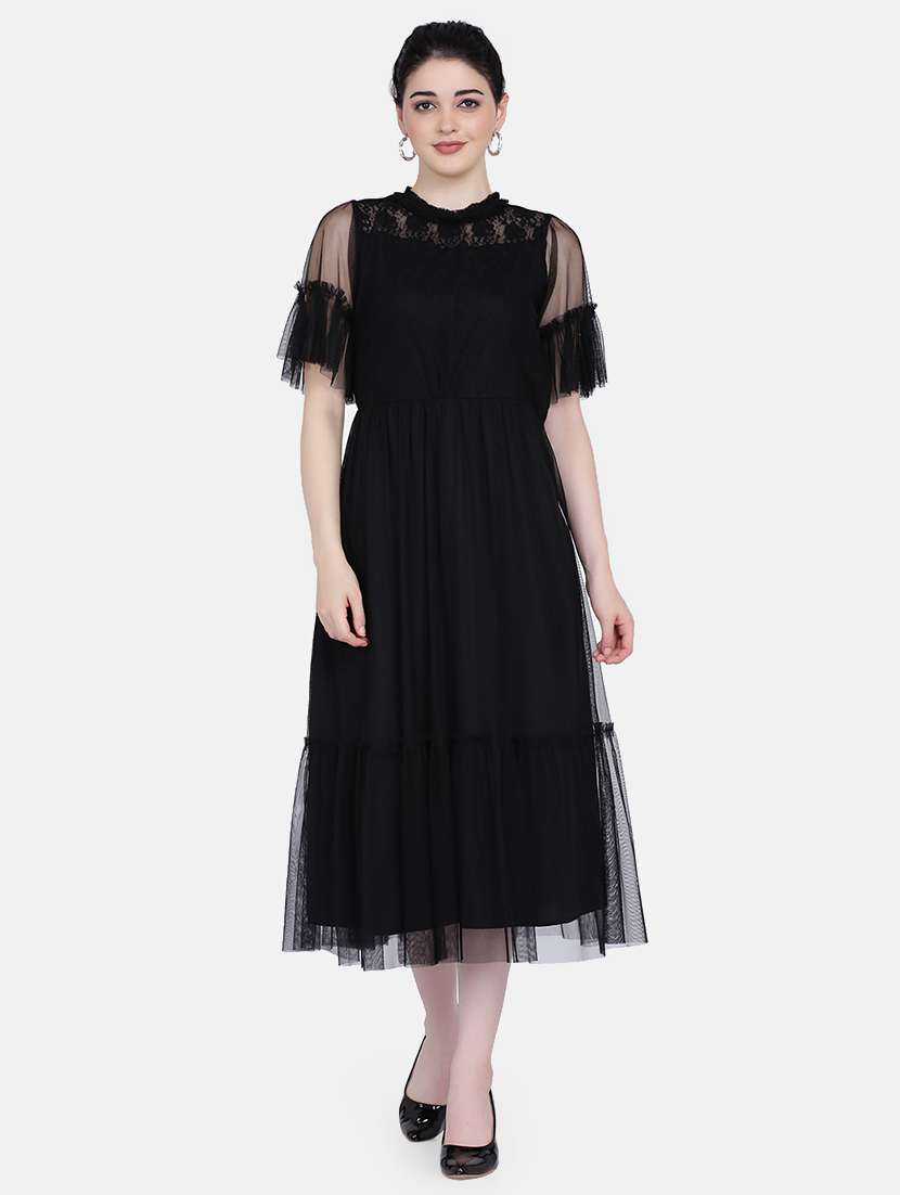 bell sleeved tiered fit & flare dress