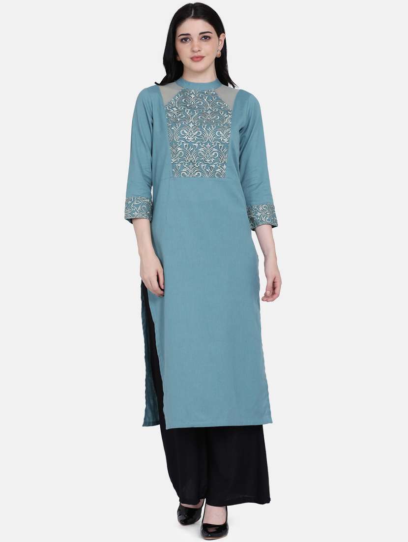 yoke embroidered straight kurta