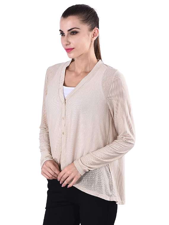 beige poly viscose cardigan