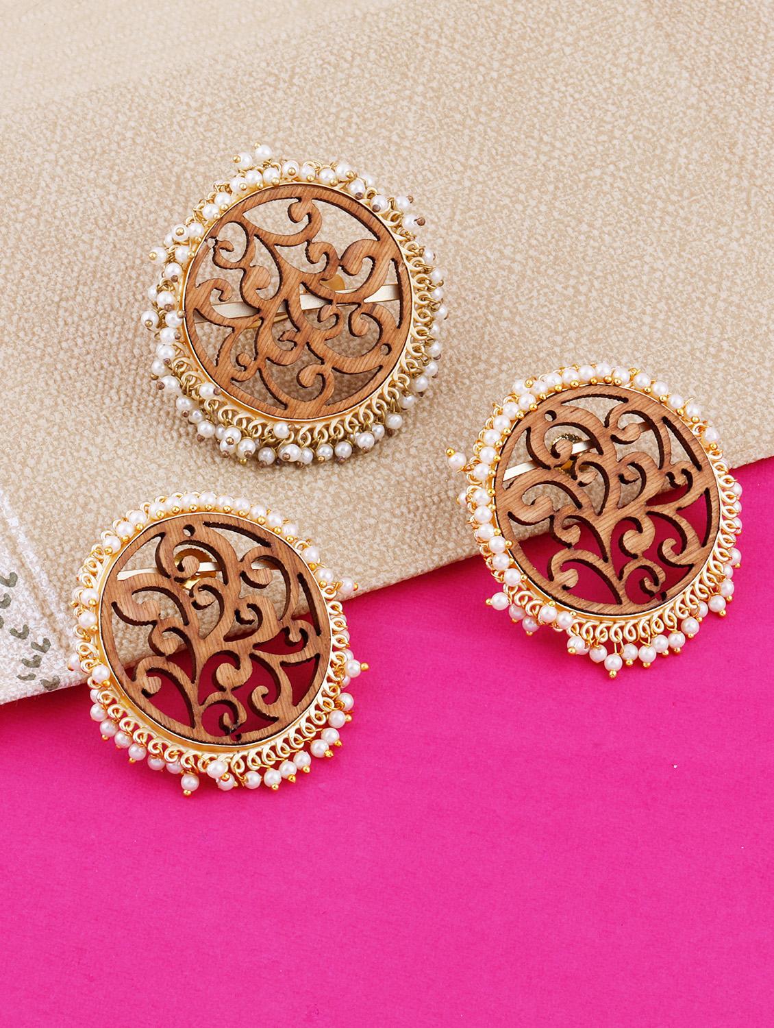 brown wood studs earring - 17274333 - Standard Image - 2