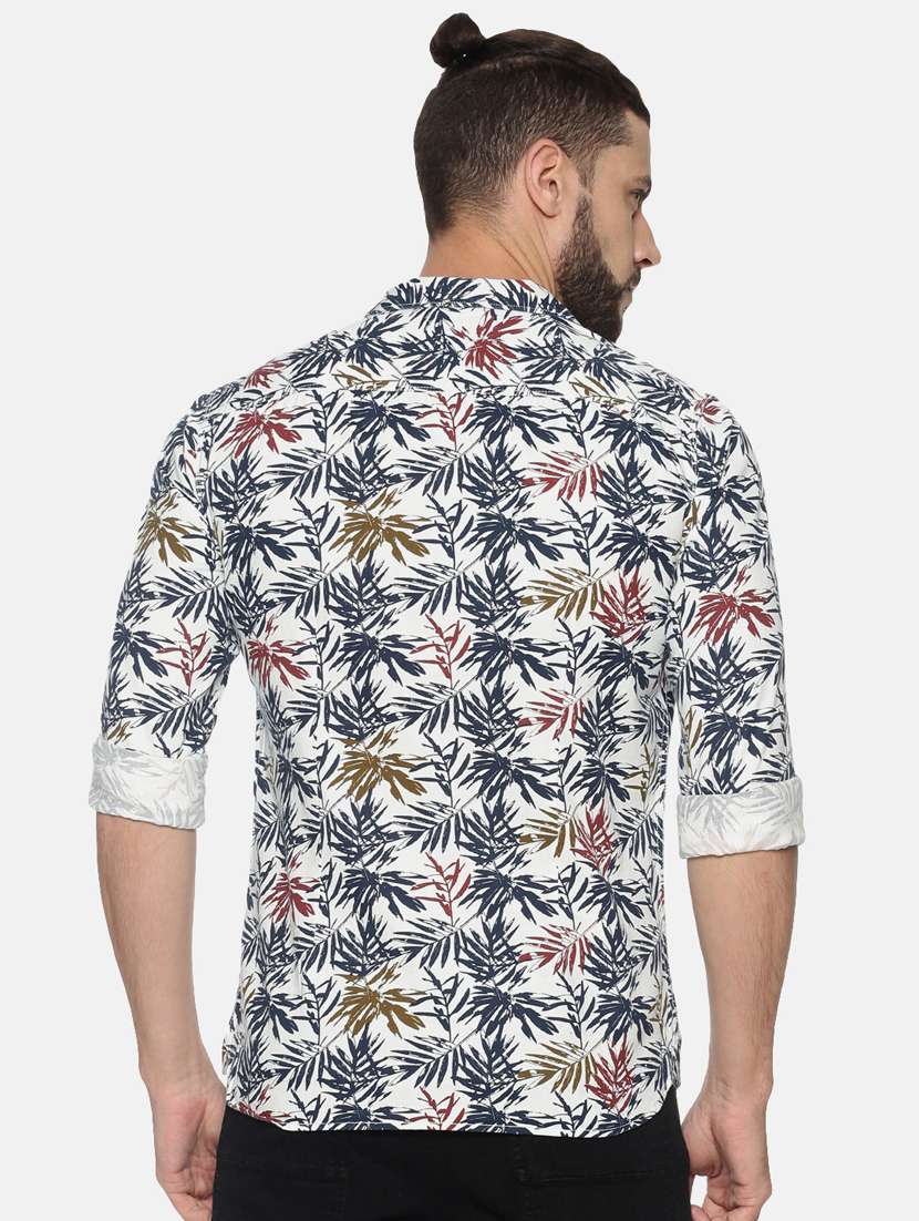 mens leaf print casual shirt - 17274387 - Standard Image - 2