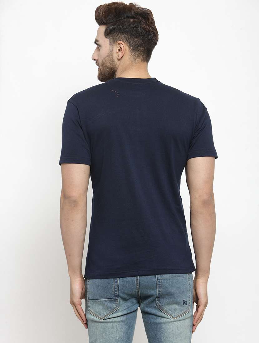 navy blue chest print t-shirt - 17275136 -  Standard Image - 2
