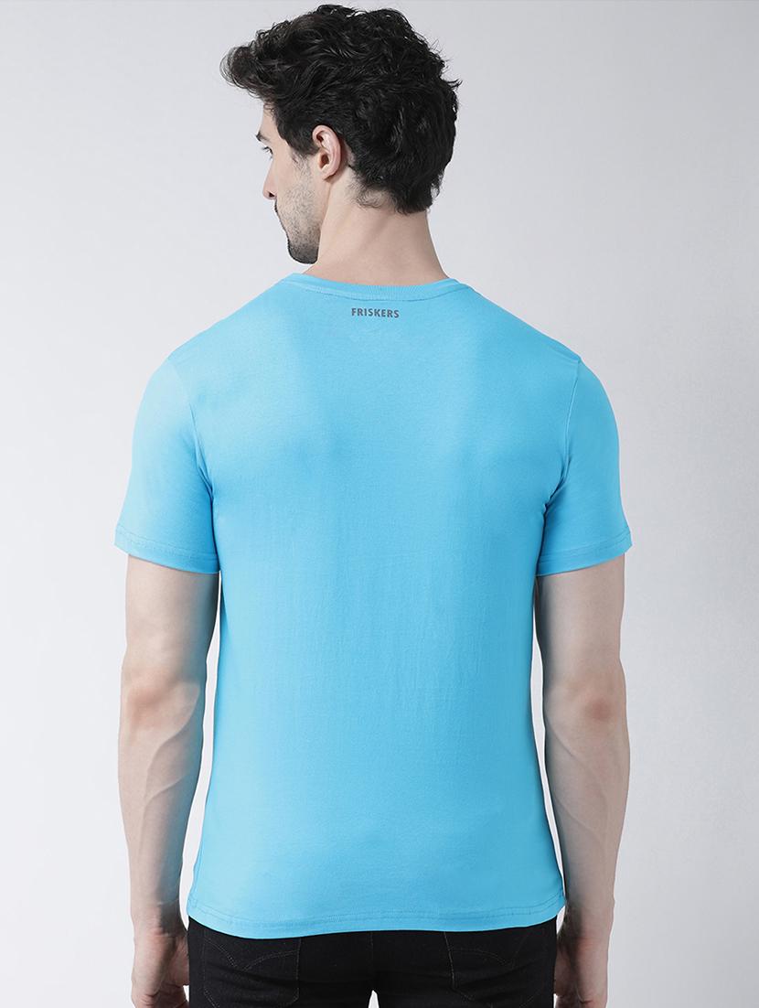 light blue chest print t-shirt - 17275155 - Standard Image - 2