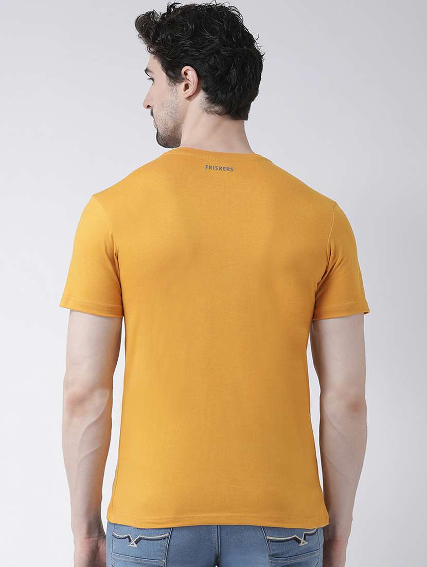 mustard front print round neck t-shirt - 17275165 -  Standard Image - 2