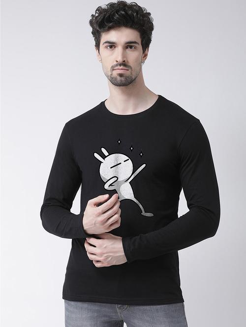 black chest print t-shirt - 17275181 -  Standard Image - 0