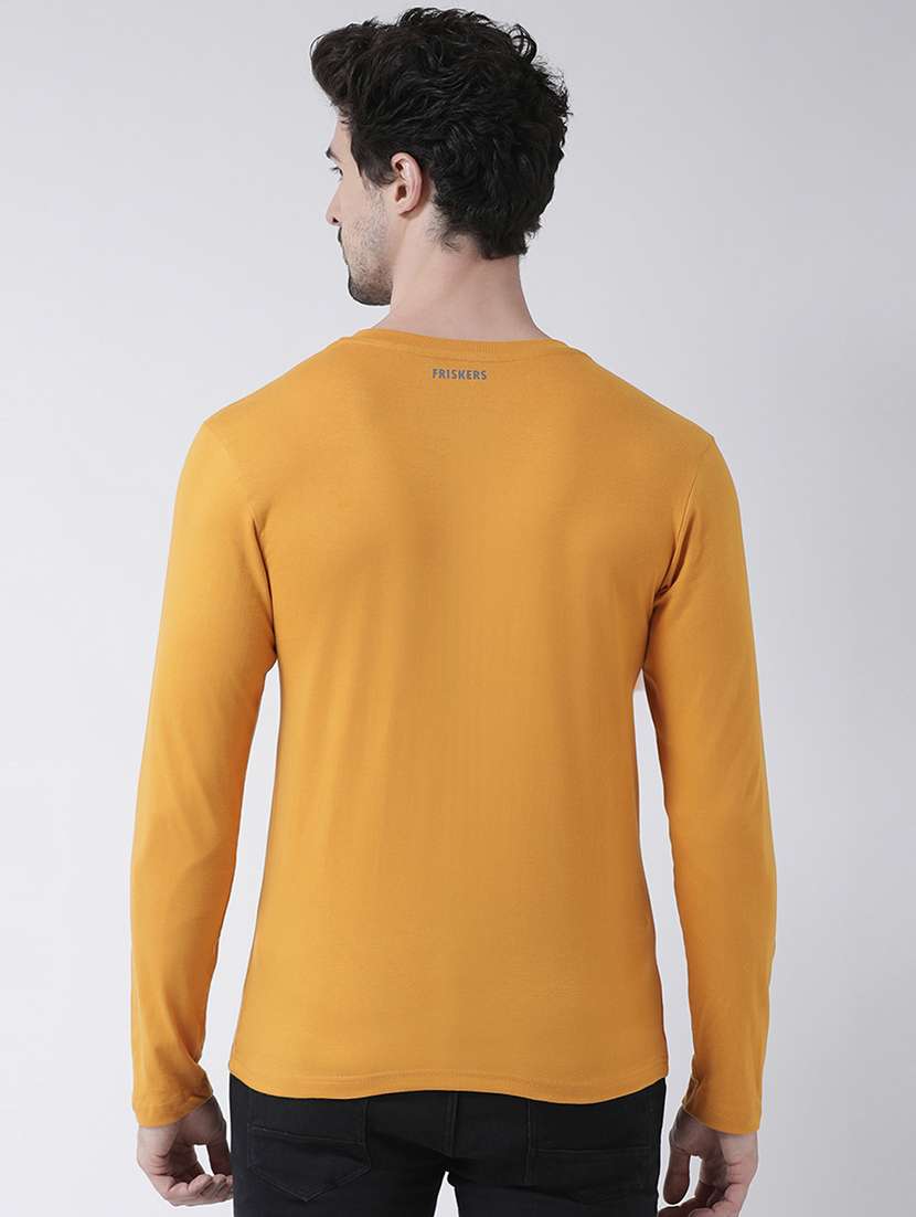 mustard chest print t-shirt - 17275239 - Standard Image - 2