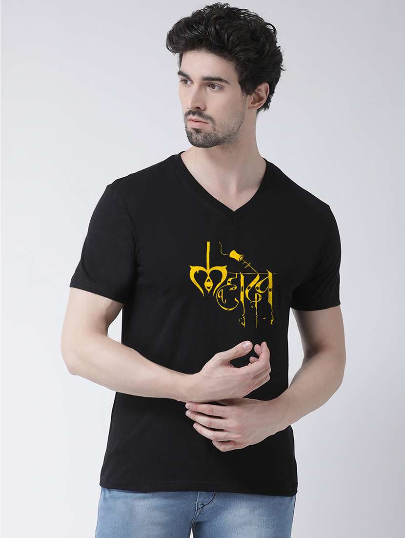 black chest print t-shirt - 17275253 - Zoom Image - 0