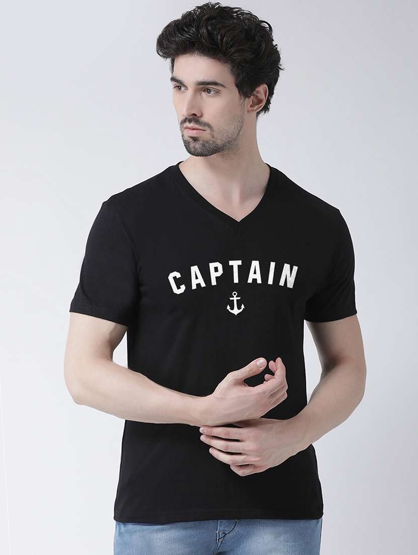 black chest print t-shirt - 17275271 -  Zoom Image - 0