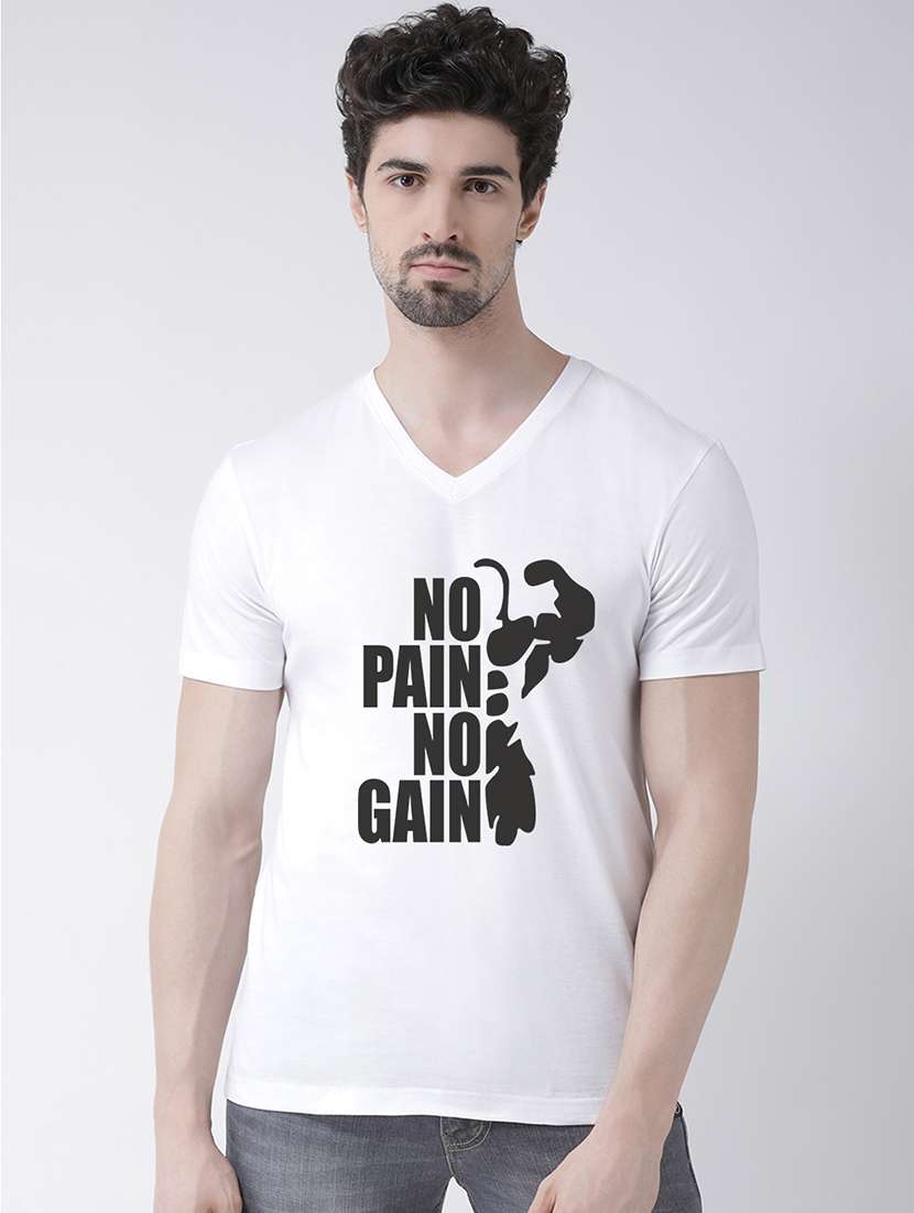 men v-neck front print t-shirt