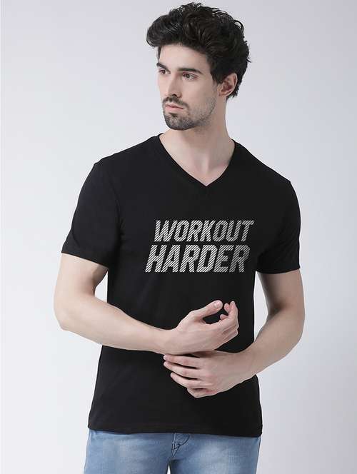 men black chest print t-shirt - 17275286 - Standard Image - 0