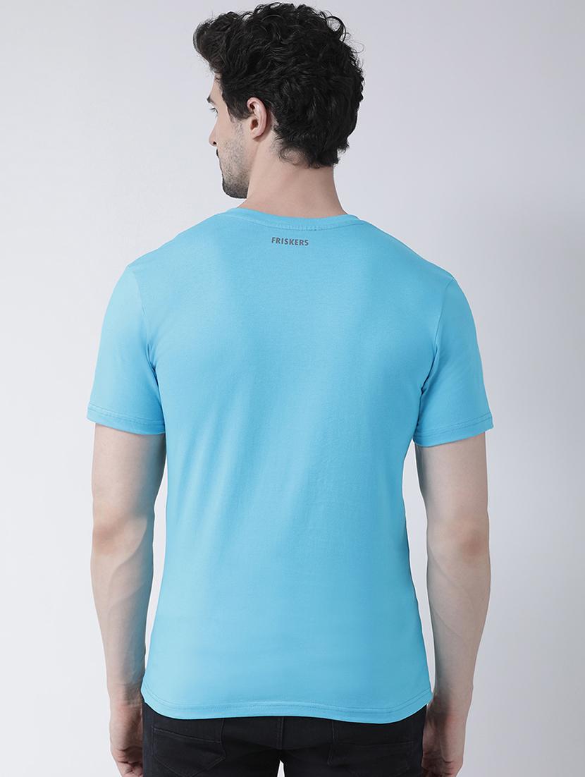 light blue chest print t-shirt - 17275290 - Standard Image - 2