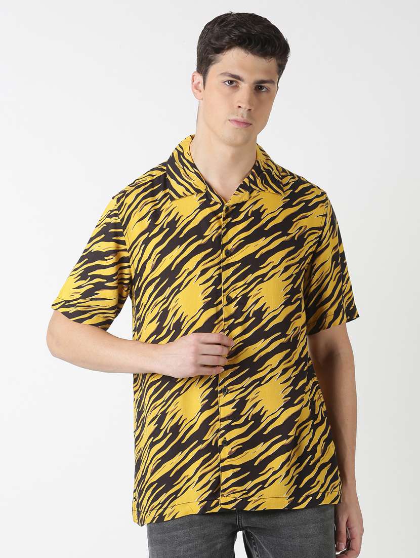 yellow printed casual shirt