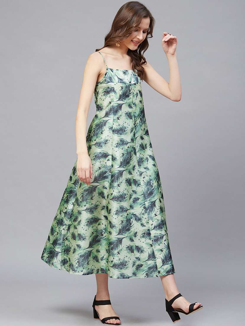 cami neck printed a-line dress