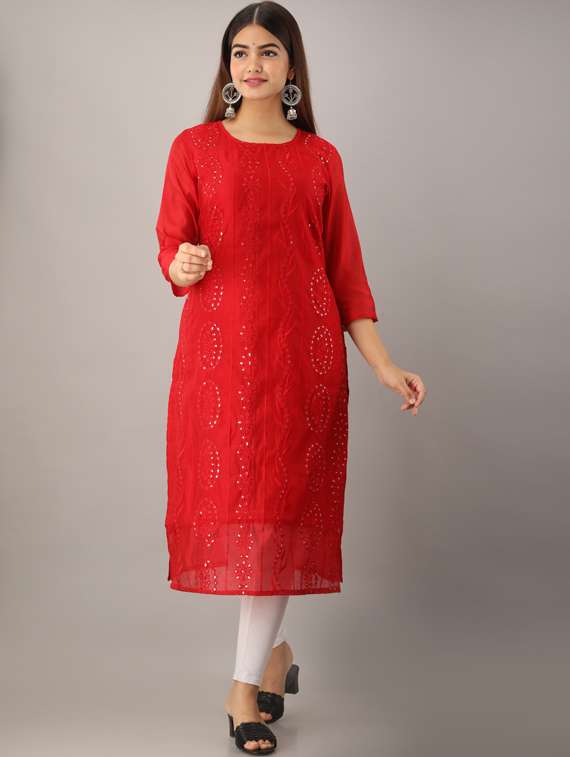 embroidered straight kurta