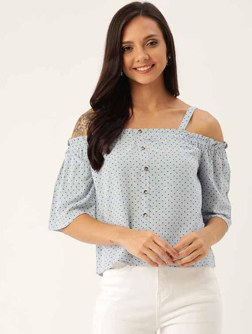 cold shoulder polka dot top  - 17281287 -  Standard Image - 0