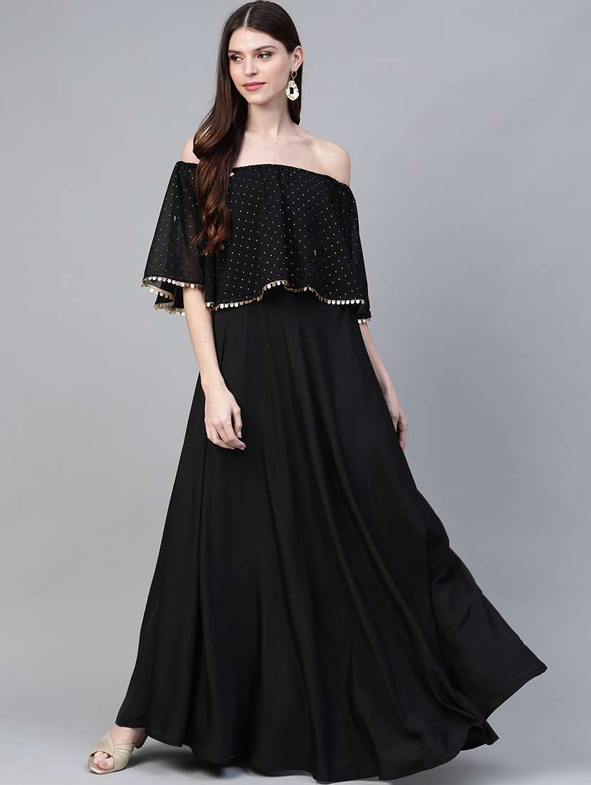 off-shoulder sequined flared kurta 