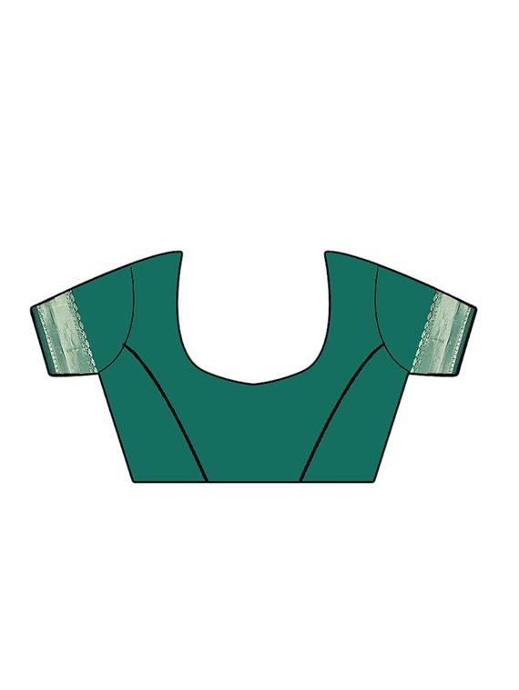 teal banarasi saree with blouse - 17282599 - Standard Image - 2