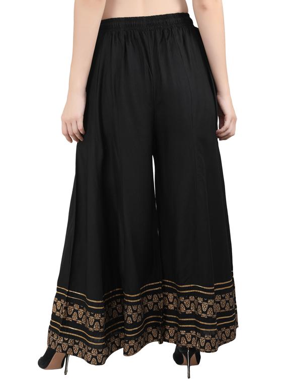 printed hem flared palazzo - 17282626 - Standard Image - 2